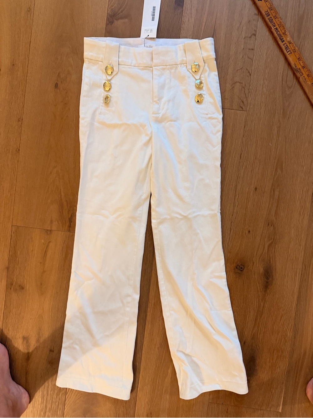 Lilly Pulitzer Cream Sailor-Button Stretch Pants